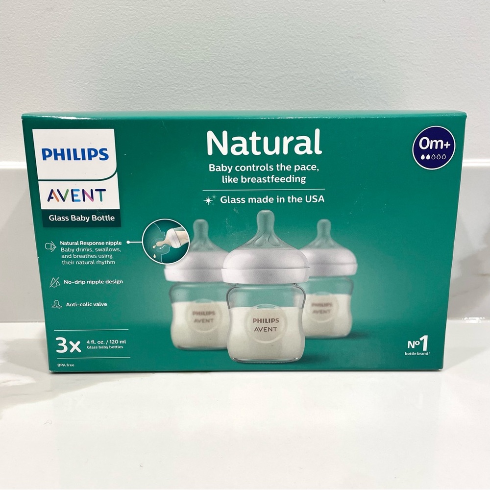 NEW Philips Avent Natural 4oz Glass Baby Bottles